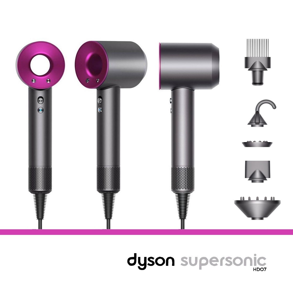 altro angolo del prodotto Dyson Supersonic HD07 Iron/Fucsia — Phon Asciugacapelli Professionale Nuovo